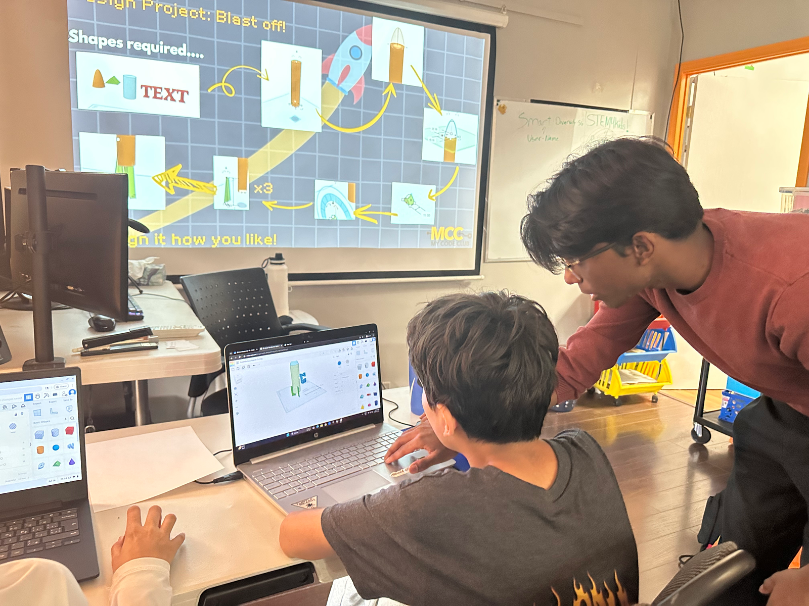 Students participating in a technology class